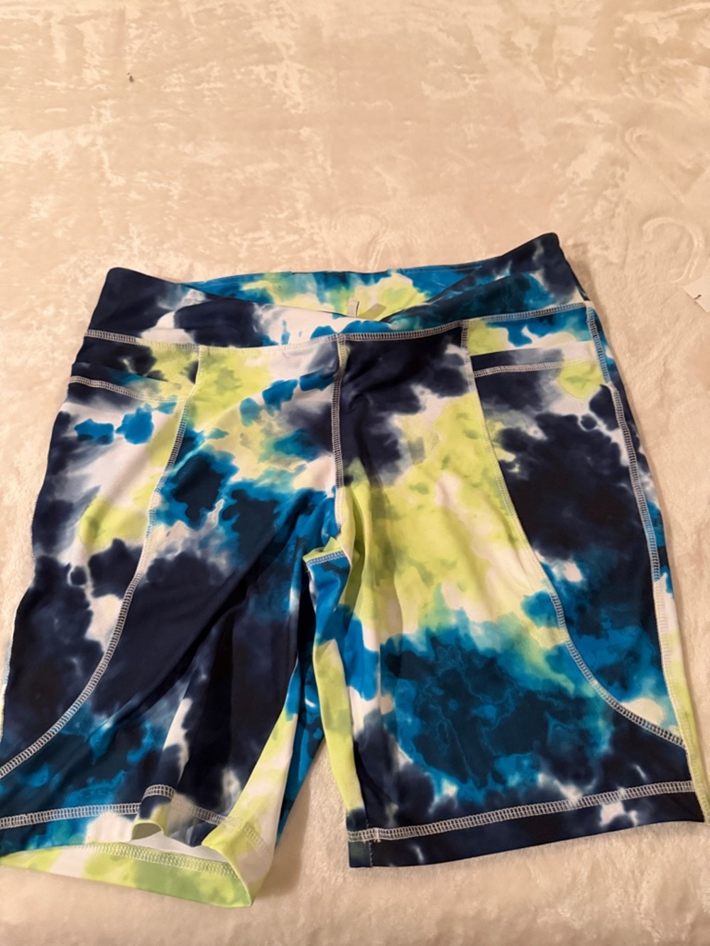 Active USA Live Well Tie-Dye Blue & Lime Fitness Leggings